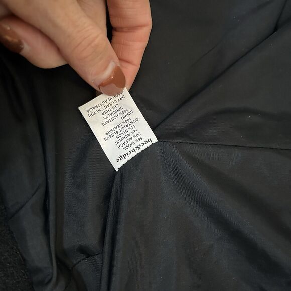 Bec & Bridge Leather Wool Alpaca Moto Jacket Pockets Zip Black Women's Size 6 - Picture 7 of 7